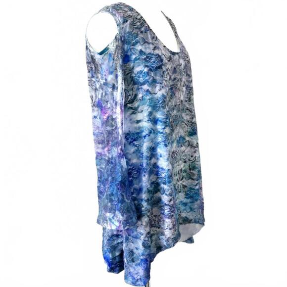 Belle Epoque Flowy Floral Lace Cold Shoulder Stretch Tunic Top Size XL - Picture 2 of 4